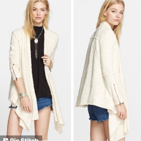 Free People In the Loop Open Front Cardigan in Cream Size Small - Picture 2 of 8